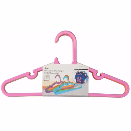 16x Clothes hangers for children/baby clothes pink/green/orange 29 x 0,2 x 15 cm