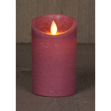 1x Antique pink LED candle with moving flame 12,5 cm