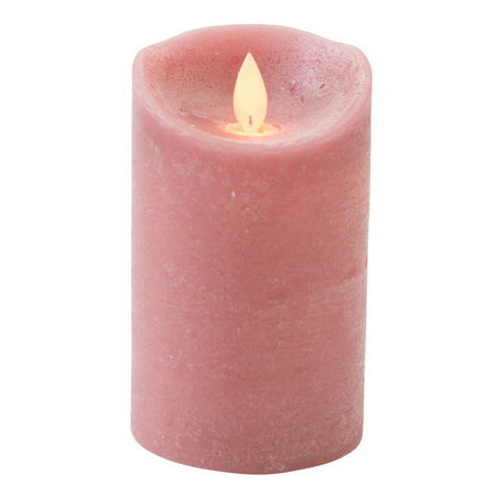 1x Antique pink LED candle with moving flame 12,5 cm