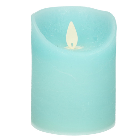 1x Aqua blauwe LED kaarsen / stompkaarsen met bewegende vlam 10 cm