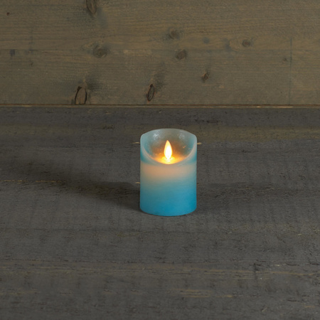 1x Aqua blauwe LED kaarsen / stompkaarsen met bewegende vlam 10 cm