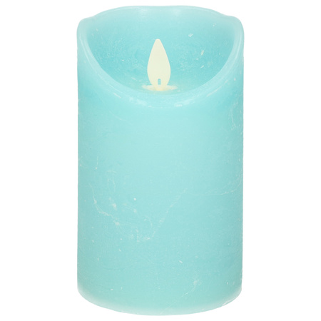 1x Aqua blue LED candle with moving flame 12,5 cm