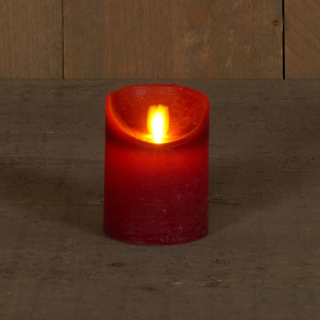 1x Bordeaux rode LED kaarsen / stompkaarsen met bewegende vlam 10 cm