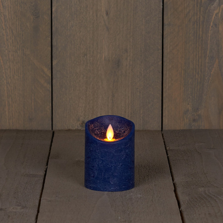 1x Donkerblauwe LED kaarsen / stompkaarsen met bewegende vlam 10 cm