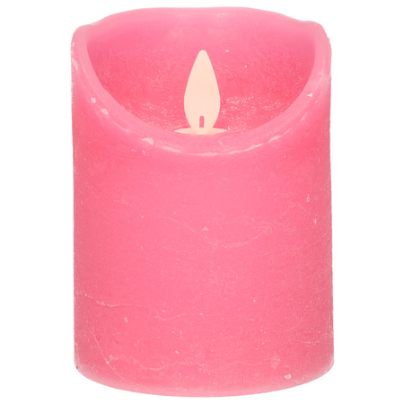 1x Fuchsia pink LED candle with moving flame 10 cm