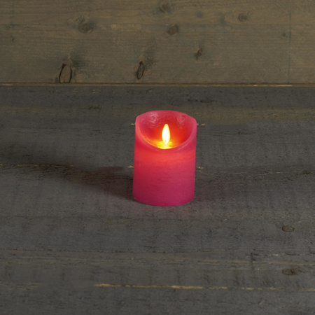 1x Fuchsia roze LED kaarsen / stompkaarsen met bewegende vlam 10 cm