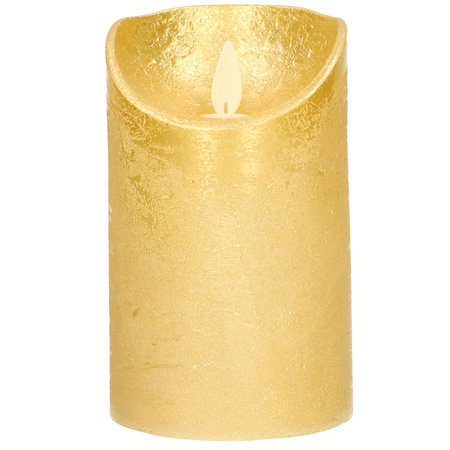 1x Gold LED candle with moving flame 12,5 cm 
