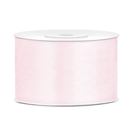 1x Hobby/decoration light powder pink satin ribbon 3,8 cm/38 mm x 25 meters