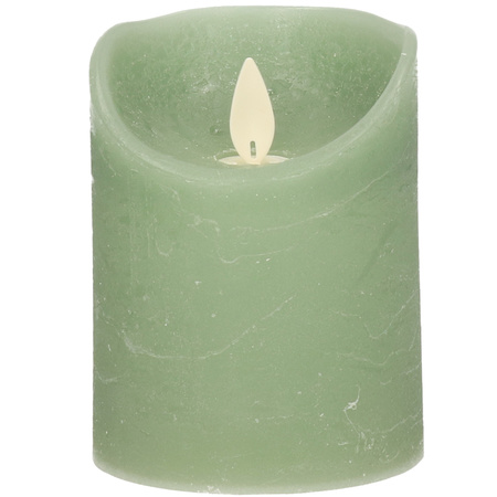 1x Jade groene LED kaarsen / stompkaarsen met bewegende vlam 10 cm