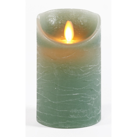 1x Jade green LED candle with moving flame 12,5 cm