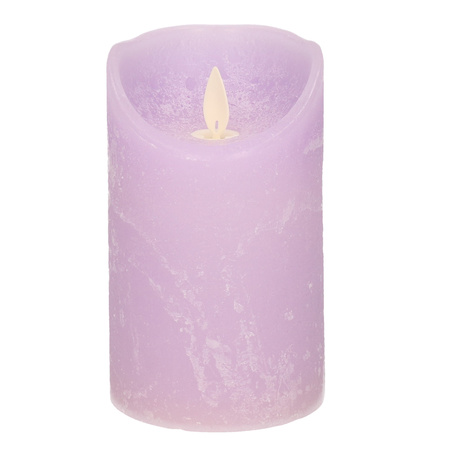 1x Lilac purple LED candle with moving flame 12,5 cm
