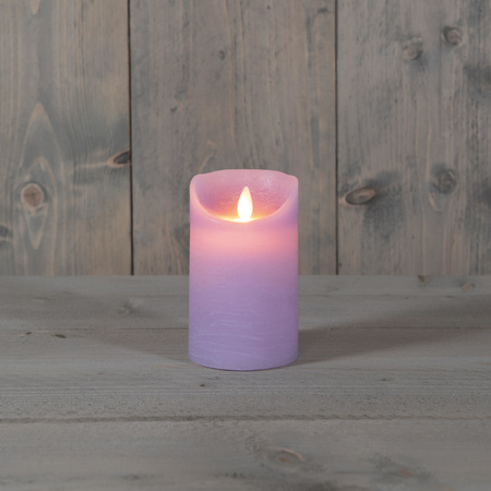 1x Lilac purple LED candle with moving flame 12,5 cm