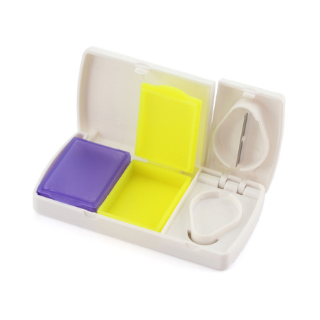 1x Medicine pill box 2 compartments and splitter 9 cm