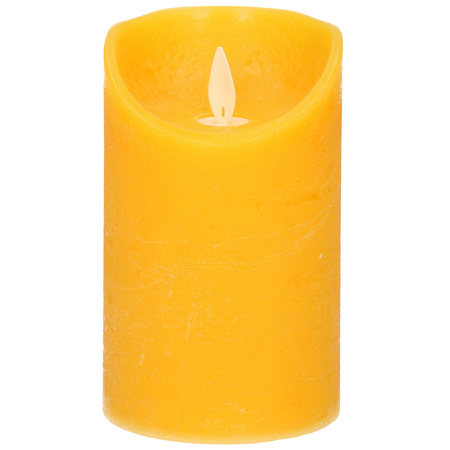 1x Ochre yellow LED candle with moving flame 12,5 cm