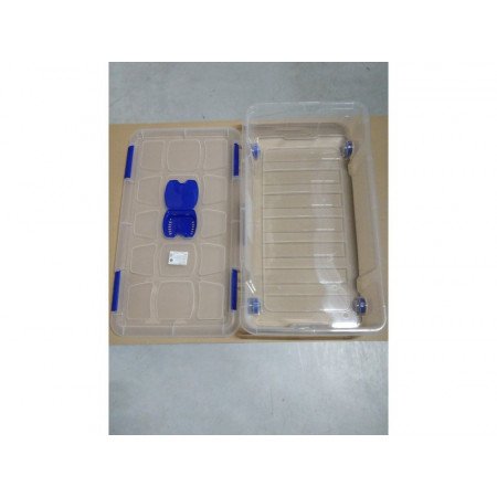 1x Storage boxes 30 liters 73 x 41 x 17 cm plastic transparent/blue