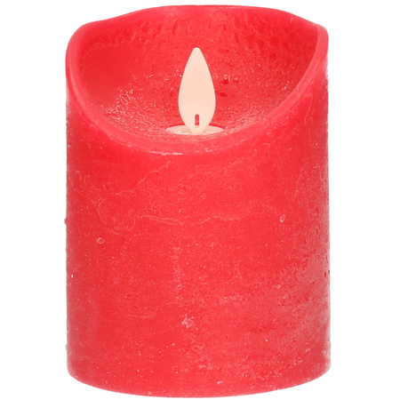1x Rode LED kaarsen / stompkaarsen met bewegende vlam 10 cm
