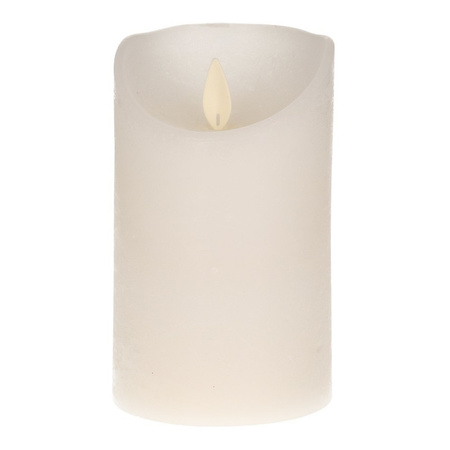1x White LED candle with moving flame 12,5 cm