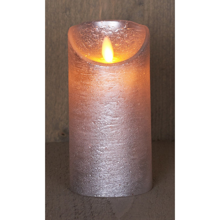 1x Silver LED candle with moving flame 15 cm 