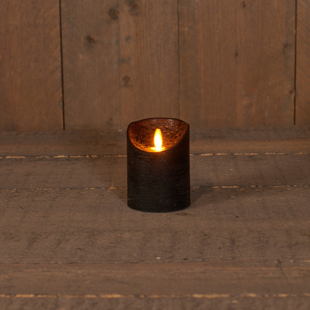 1x Zwarte LED kaarsen / stompkaarsen met bewegende vlam 10 cm