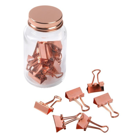20x Copper document clips in glass jar desk/office supplies