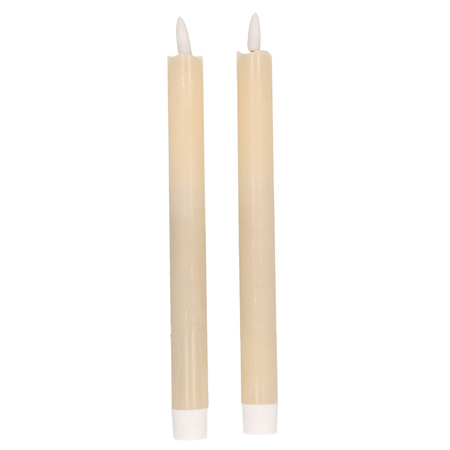 2x Creme witte LED kaarsen/dinerkaarsen 25,5 cm