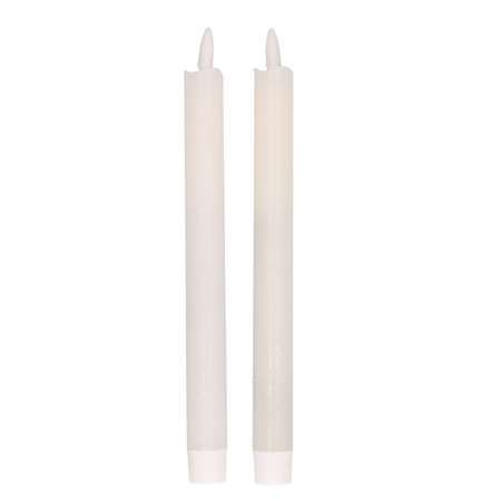 2x White LED dinner candles 25,5 cm
