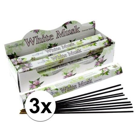 3 packages incense sticks white musk 