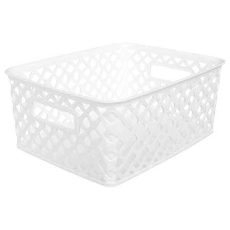 Home/bathroom storage box - plastic - rectangular - white - 19,7 x 25,6 x 10,5 cm
