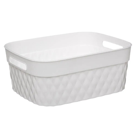 Home/bathroom storage box - plastic - rectangular - white - 21 x 27,5 x 11 cm