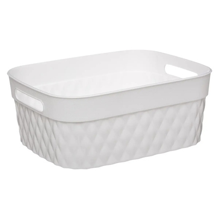 Home/bathroom storage box - plastic - rectangular - white - 24,8 x 33 x 12,8 cm