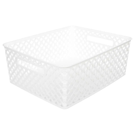 Home/bathroom storage box - plastic - rectangular - white - 29 x 35,5 x 13,5 cm
