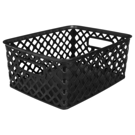 5Five Opbergmand/box van kunststof - zwart - 19 x 25 x 10 cm - 4 liter