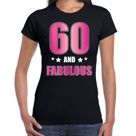60 and fabulous birthday present t-shirt / shirt black for women