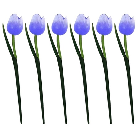 6x Purple wooden tulips 35 cm artificial flowers