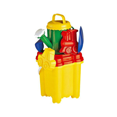 Zand/beach bucket with shapes and shovels