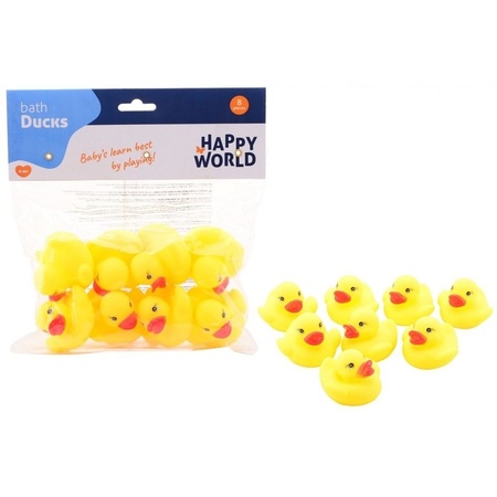 8x Rubber ducks yellow 6 cm