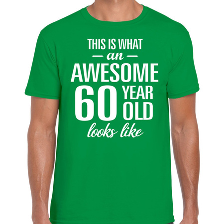 Awesome 60 year t-shirt green for men