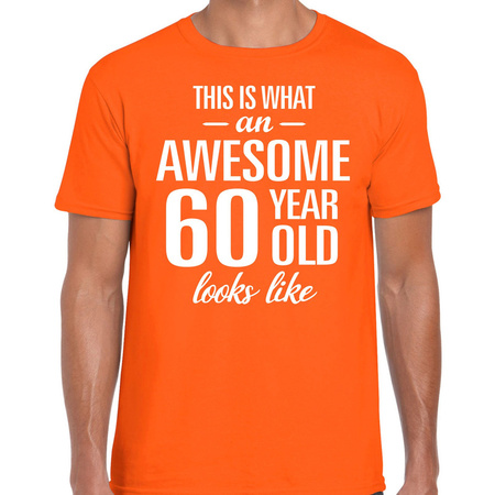 Awesome 60 year t-shirt orange for men