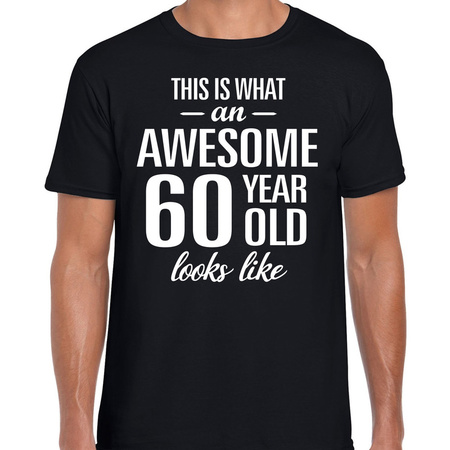 Awesome 60 year / 60 jaar cadeau t-shirt zwart heren