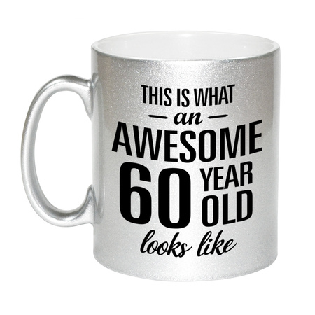 Awesome 60 year silver mug 330 ml
