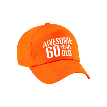 Awesome 60 year old verjaardag pet / cap oranje voor dames en heren