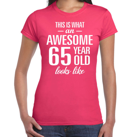 Awesome 65 year t-shirt pink for women