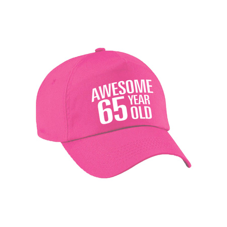 Awesome 65 year old verjaardag pet / cap roze voor dames en heren