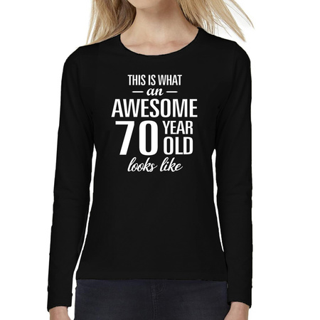 Awesome 70 year shirt long sleeves black for women