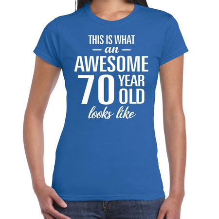 Awesome 70 year t-shirt blue for women