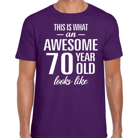Awesome 70 year / 70 jaar cadeau t-shirt paars heren