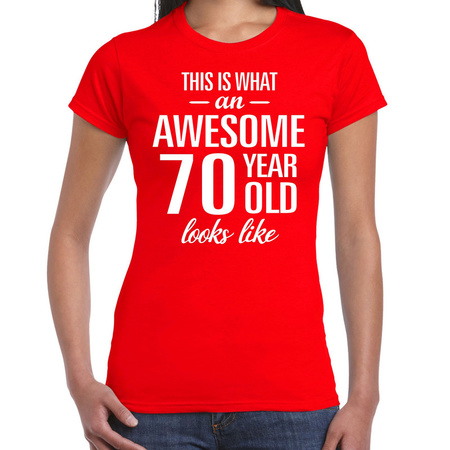 Awesome 70 year t-shirt red for women