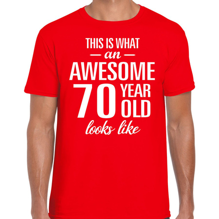 Awesome 70 year / 70 jaar cadeau t-shirt rood heren