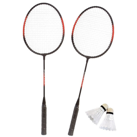 Badminton set blue/black with 2 shuttles and bag 66 cm