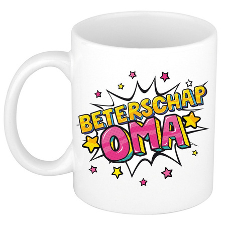 Beterschap oma mug / cup white with stars 300 ml